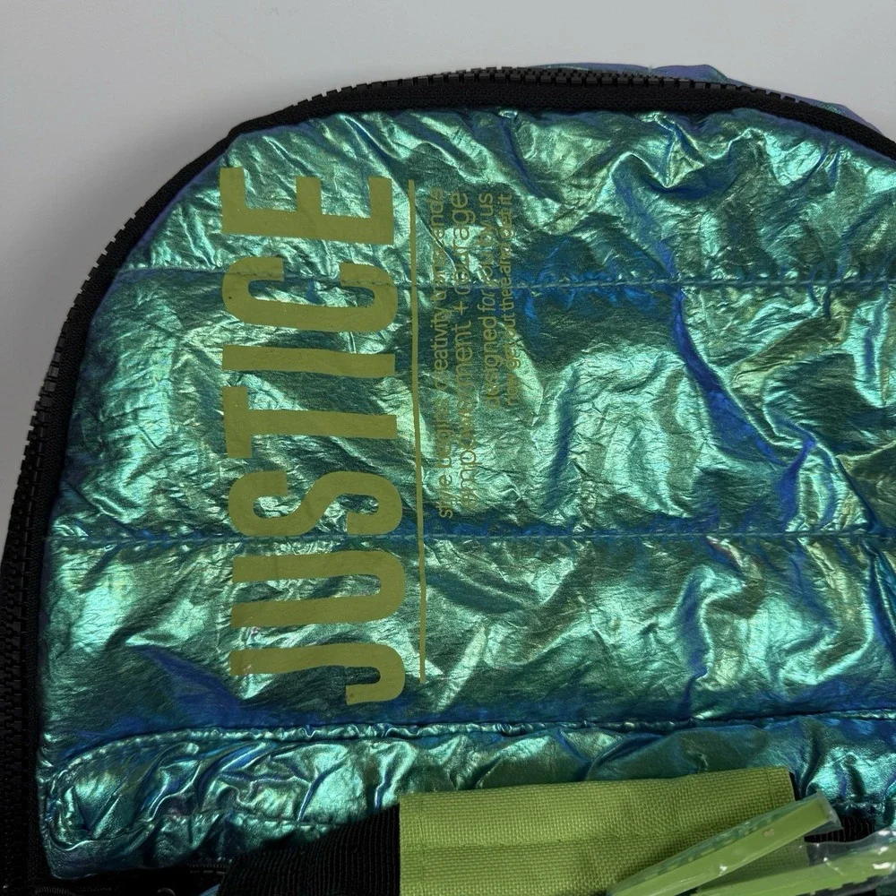 Justice‎ The Supa Puffs Backpack Green/Teal Lunchbox New